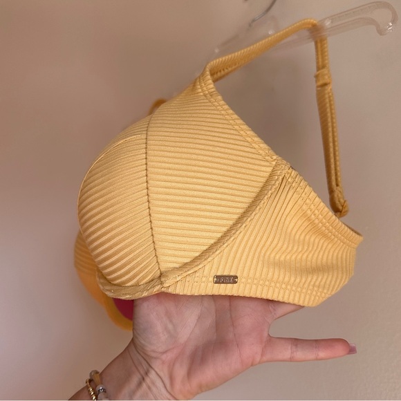 Victoria’s Secret PINK Bikini Padded Push-Up Swimsuit Top Yellow Beach Summer - Picture 10 of 13